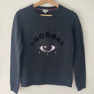 Kenzo Paris Embroidered Evil Lotus Eye Crewneck Black Maroon Sweatshirt Small